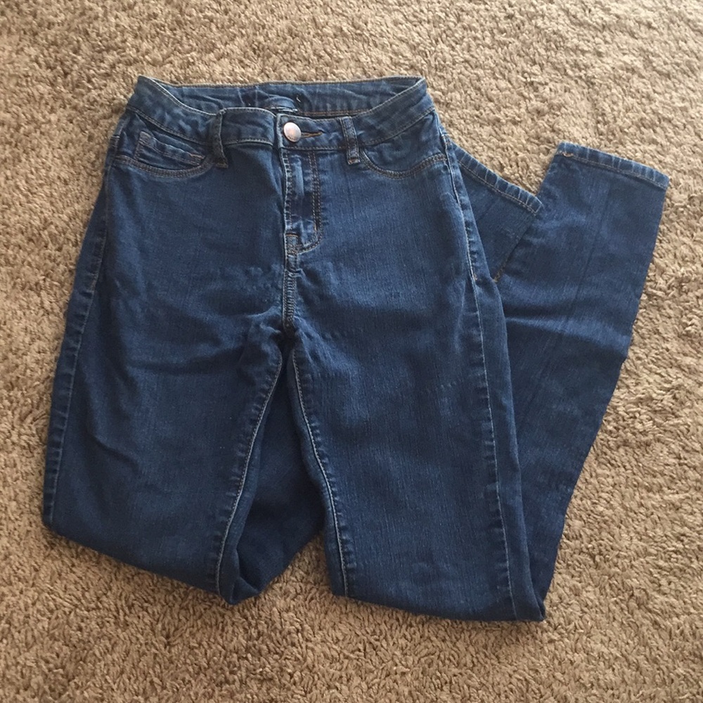 High Waisted, Dark Wash Skinny Jeans